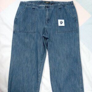 Eddie Bauer Women's Vintage Vashion Fit Wide Leg Blue Jean Carpi Size 14